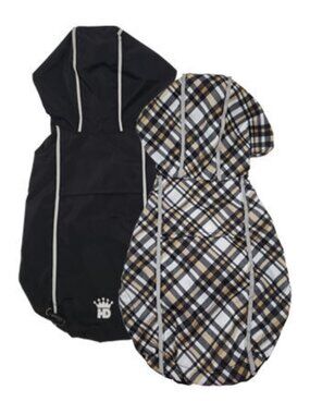 HD Reversible Raincoat - Black - Tan Plaid